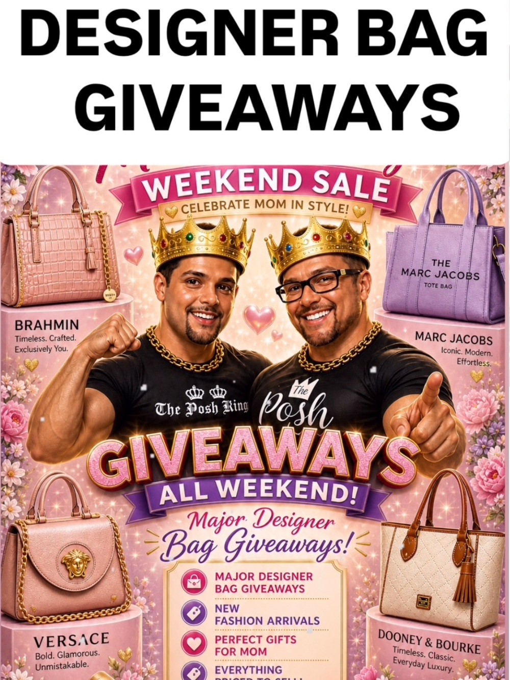 DESIGNER BAG GIVEAWAY, POL, EASEL, BRAHMIN, MARC JACOBS, VERSACE, TORY BURCH
